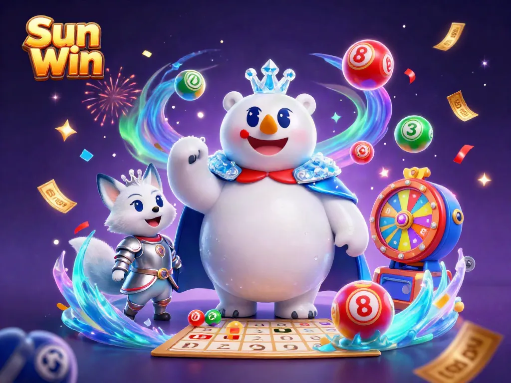 Engage in thrilling gaming adventures at Sun Win with vibrant prizes and characters like a royal polar bear and majestic snow fox.