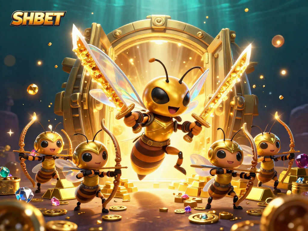 Win big at SHBET with our vibrant, playful illustrated scene showcasing exciting casino elements and characters.