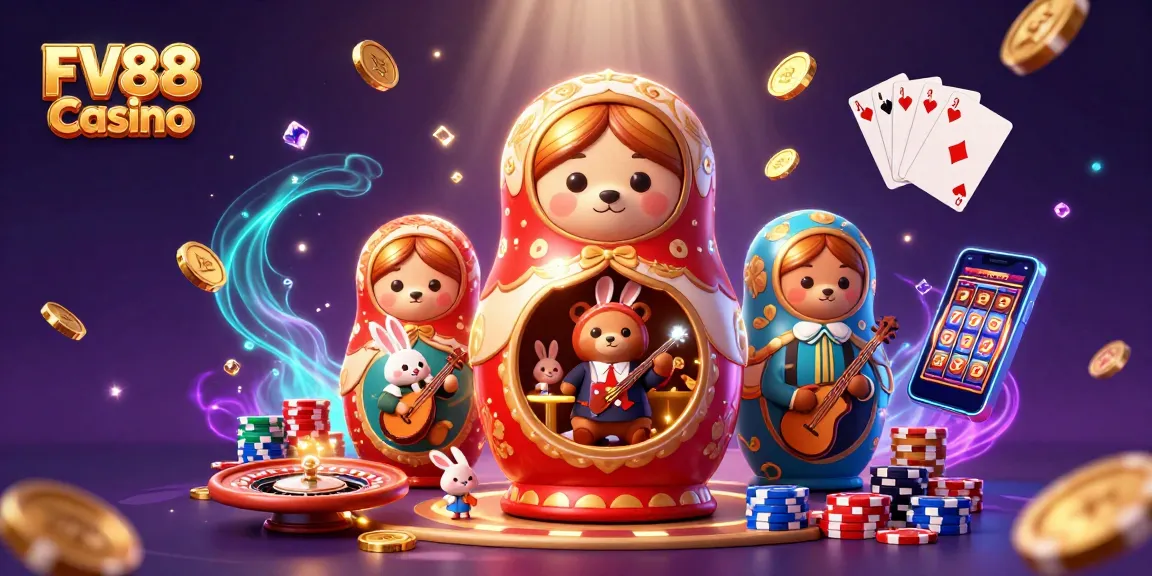 Experience the thrills of FV88 Casino with captivating gaming elements and vibrant characters.