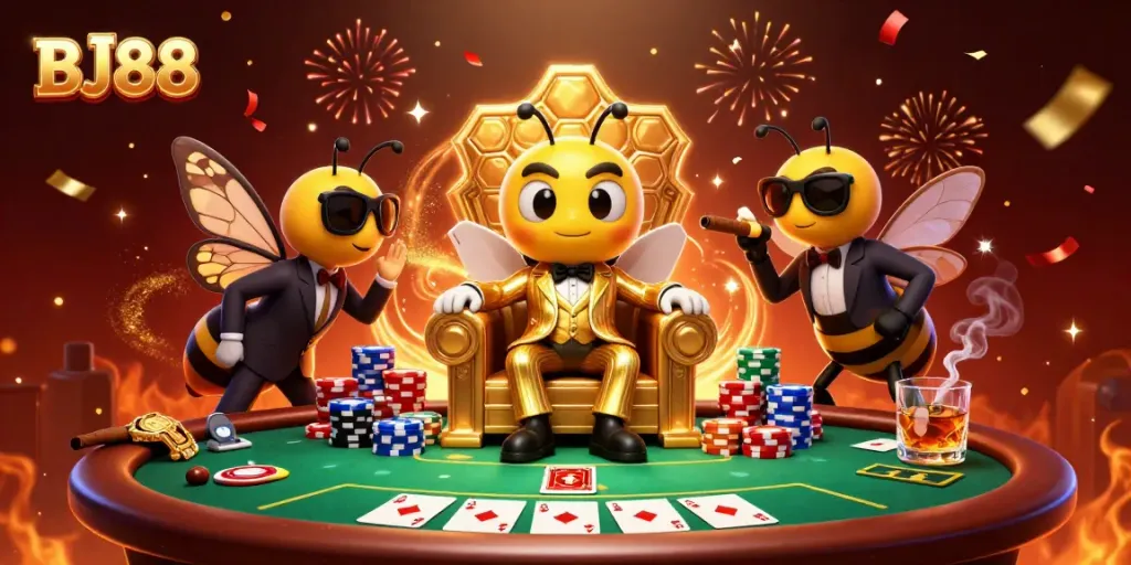 Engage in thrilling play at BJ88 Casino with an action-packed bumblebee mob boss scene.