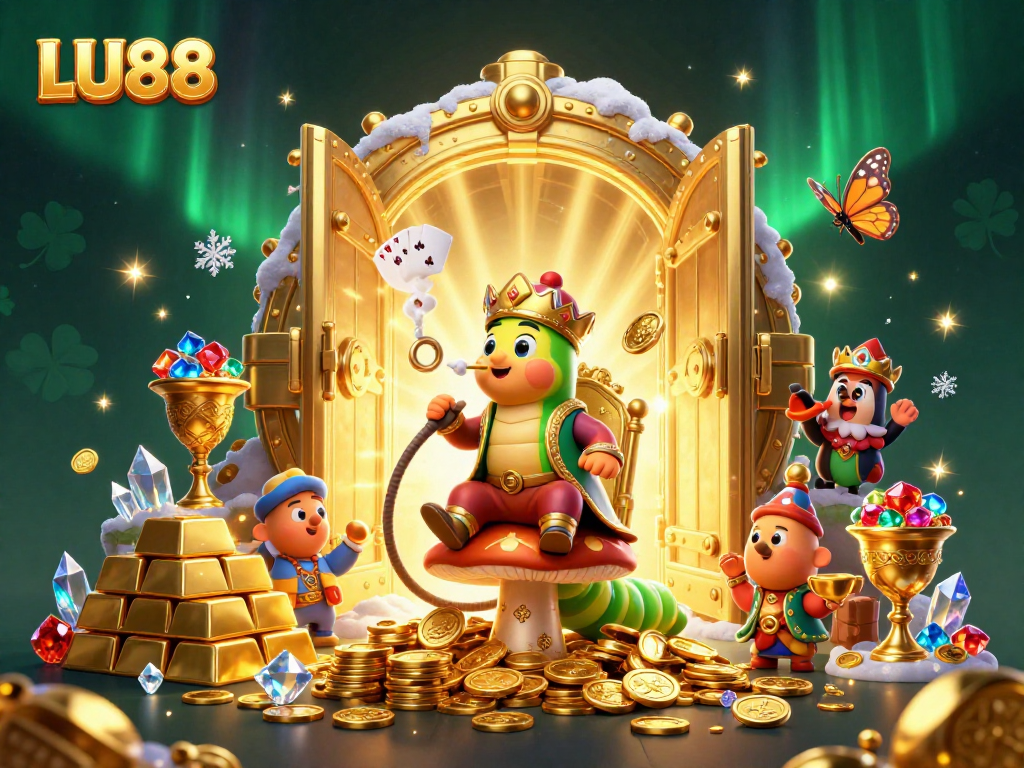 Experience the thrill of LU88 as the caterpillar hookah-master navigates a treasure vault filled with gems and gold.