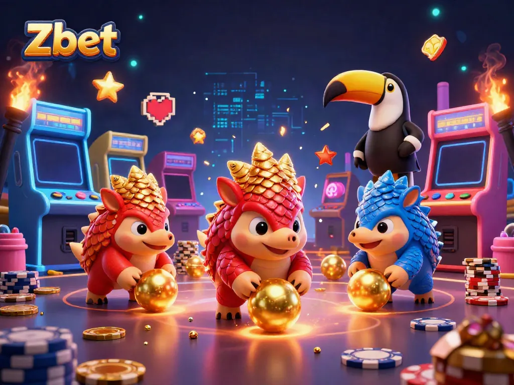 Zbet pangolins compete in a dynamic casino scene, showcasing exciting game elements.