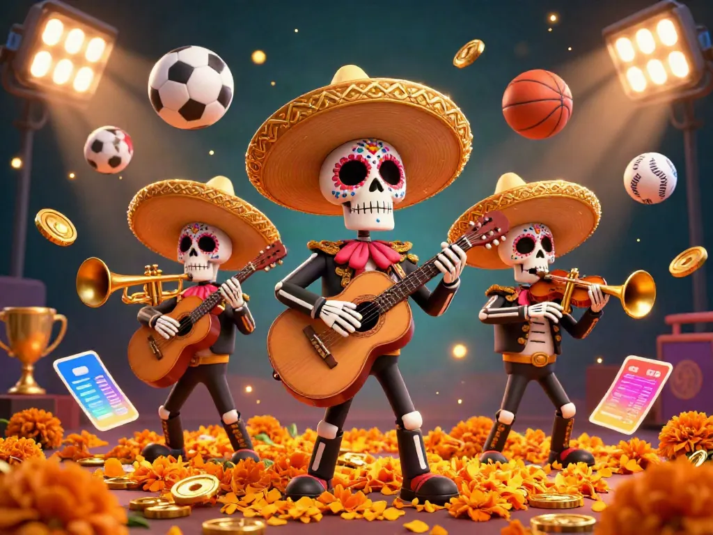 Celebrate wins with 8s and lively mariachi characters, sports elements, and vibrant decorations.