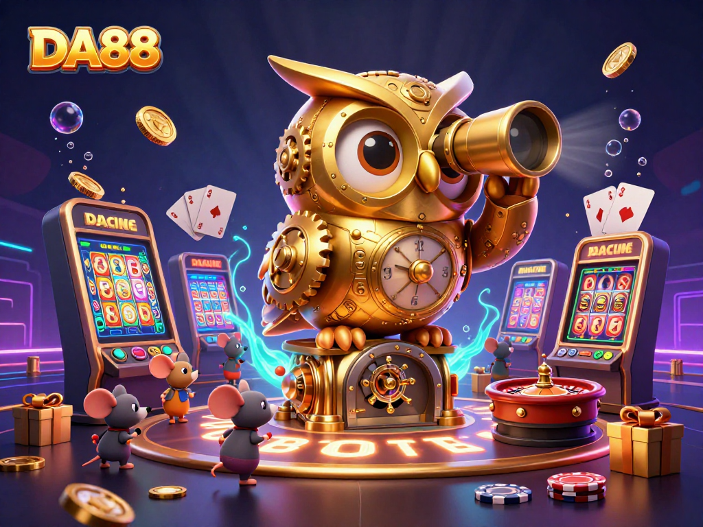Experience the excitement of DA88 with this vibrant casino-themed illustration, showcasing dynamic game elements.