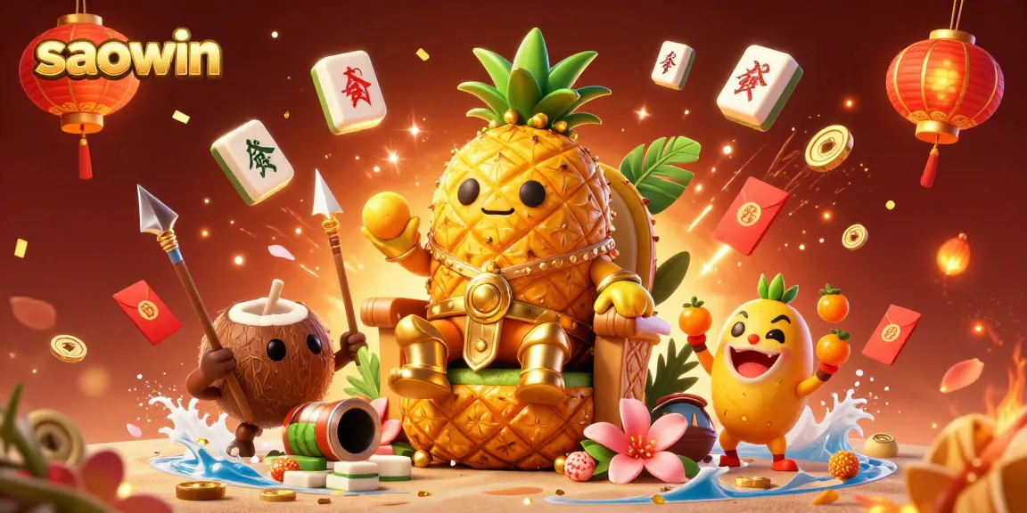 Experience the vibrant thrill of saowin with golden coins and lively characters in a rich casino scene.