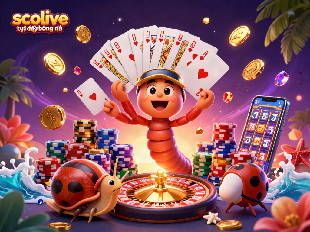 Experience socolive trực tiếp bóng đá with an animated dealer, lucky high-roller, and rich casino elements.