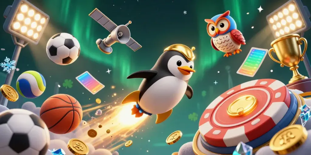 Win big with Sunwin in this vibrant, action-packed casino-themed 3D illustration.