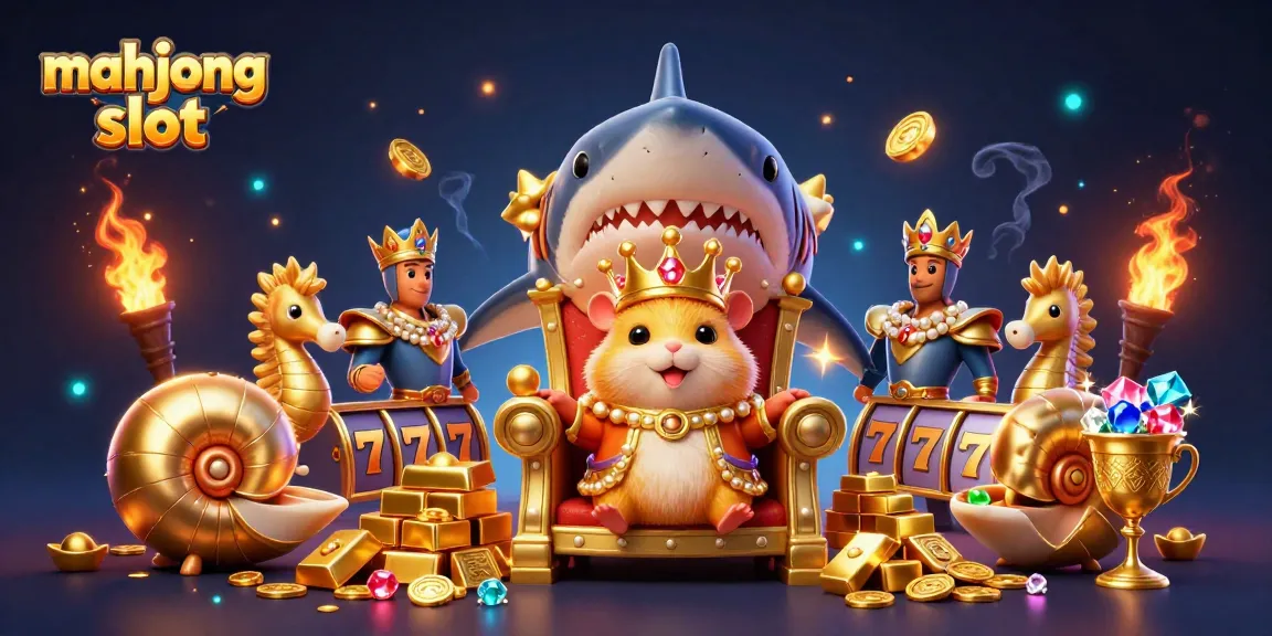 Experience epic wins at mahjong slot, featuring a vibrant scene with a hamster king and treasure galore.