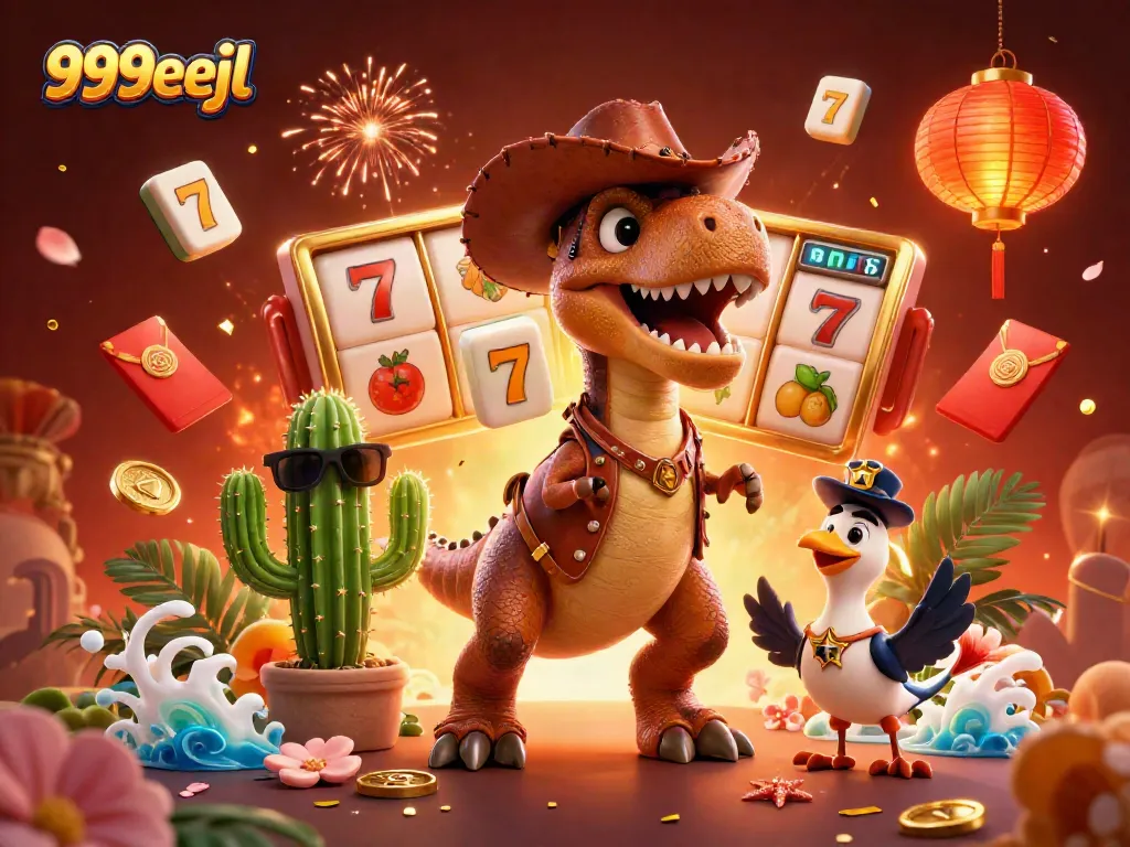 Experience excitement at 999eejl with vibrant cartoon characters playing thrilling slot games.