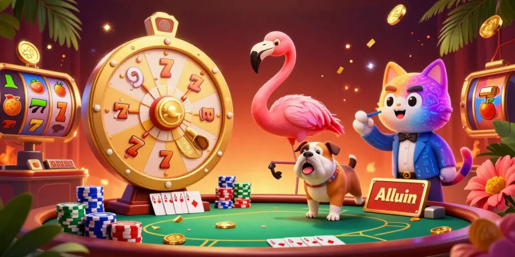 Join the excitement at LLWIN as the animated game show host flamingo spins the jackpot prize wheel!