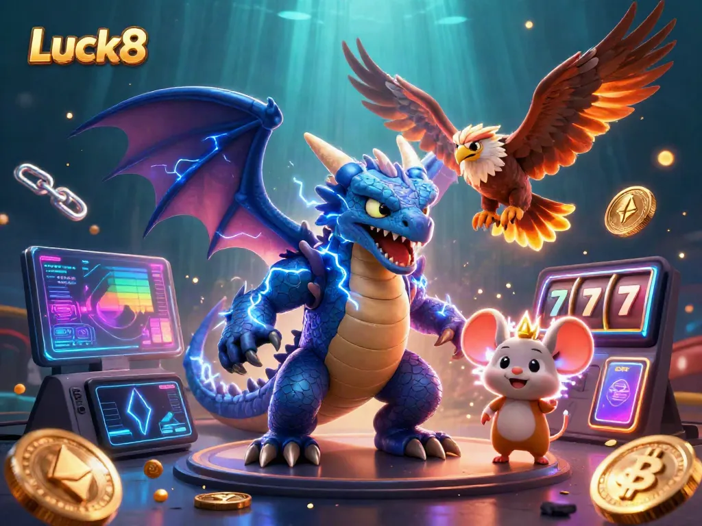 Experience thrilling games at Luck8's casino, featuring dynamic characters and slot gameplay.