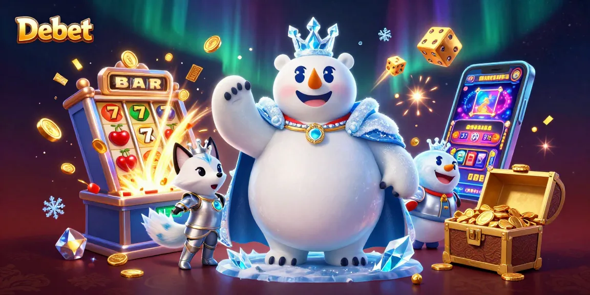 Experience excitement with Debet in a rich, dynamic casino scene filled with jackpot elements.