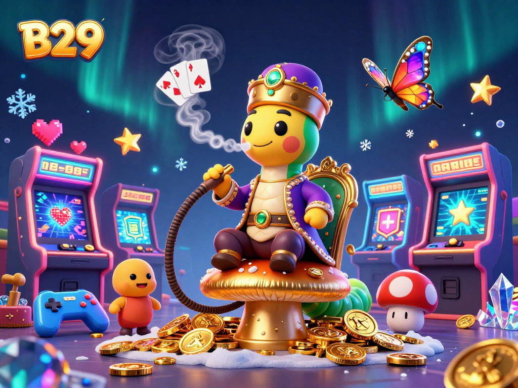 B29 immerses players in a vibrant casino scene with a caterpillar master and playful gaming elements.