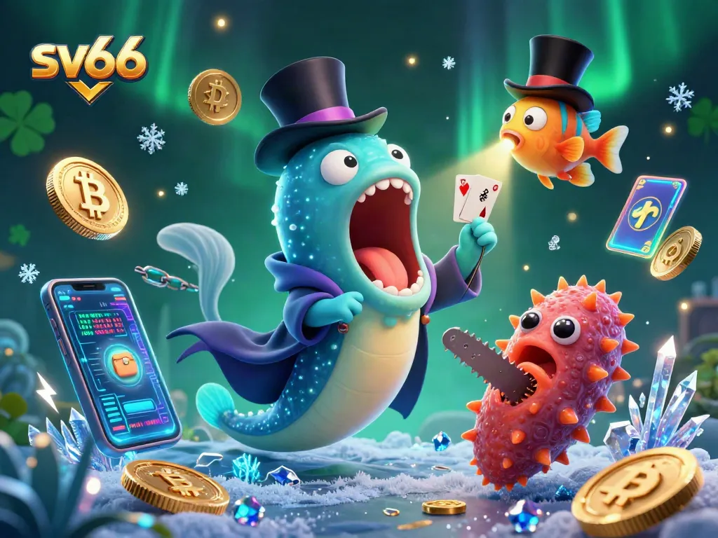 Engage with sv66's enchanting 3D magic act featuring vibrant crypto elements and deep-sea characters.