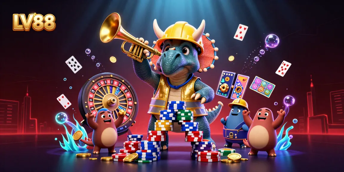 Experience thrilling play at LV88 with 3D fun as characters celebrate casino excitement.