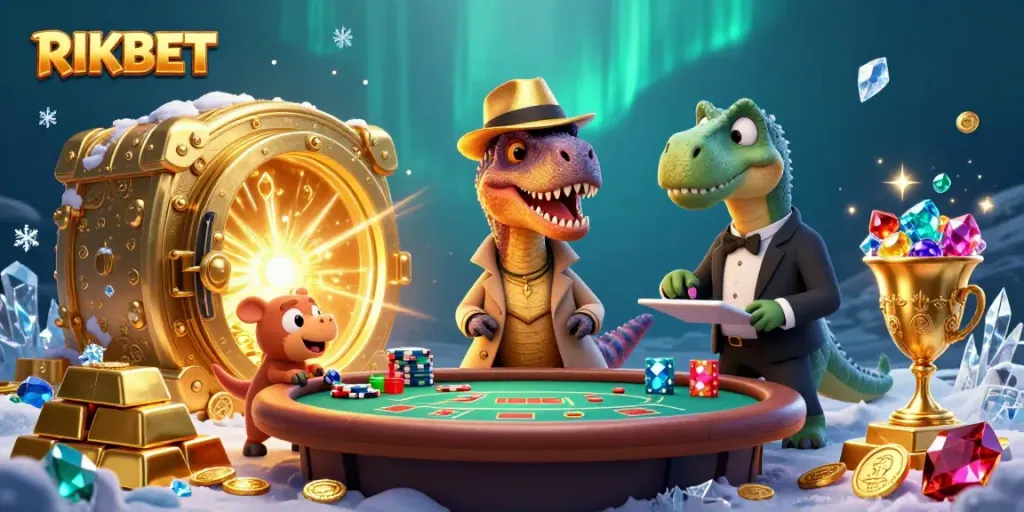 Experience thrilling excitement at RIKBET with a velociraptor card counter and treasure galore.