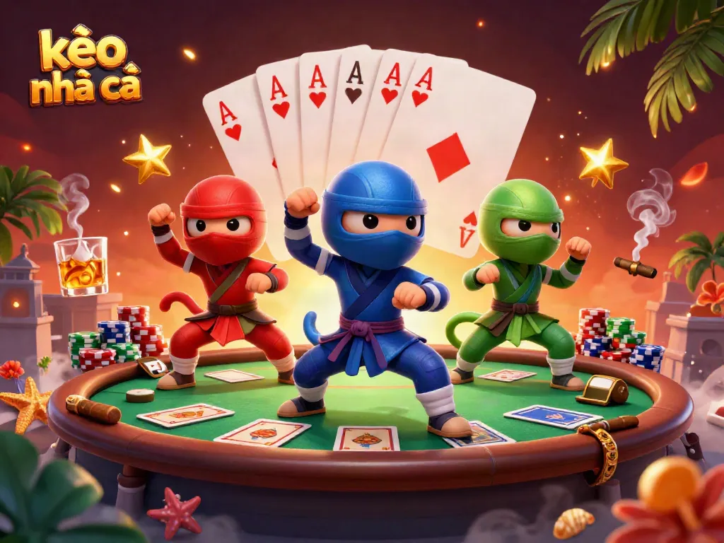 Place bets and strategize with kèo nhà cái through dynamic chameleon ninjas and a lively poker scene.