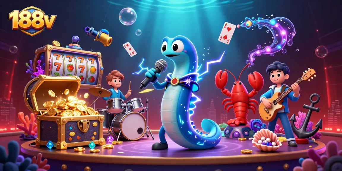 Experience thrilling underwater casino action with 188v as lively characters perform amidst vibrant gaming elements.
