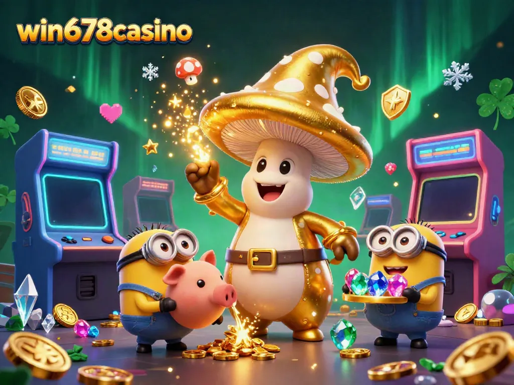 Experience the magic of win678casino with golden treasures and vibrant game elements in a captivating scene.