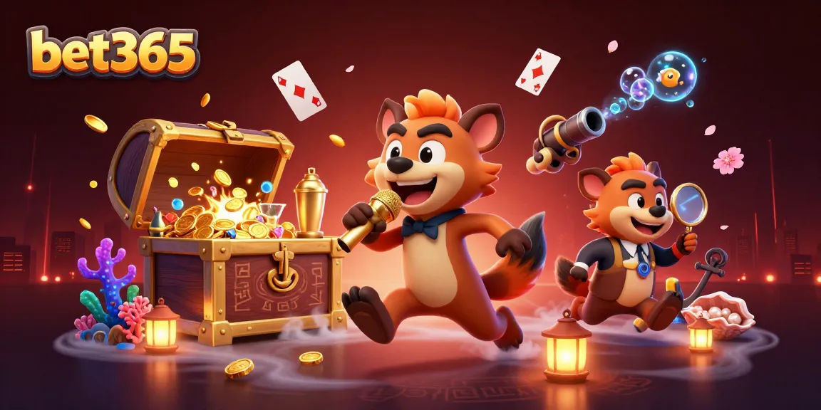 Bet365 showcases a lively comedy casino scene featuring hyenas entertaining patrons with drinks and ID checks.