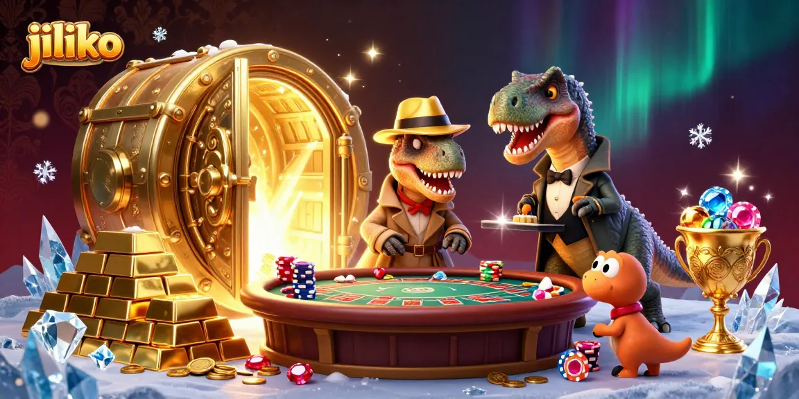 Experience thrilling gaming at jiliko with a cartoon velociraptor card counter, stegosaurus pit boss, and compy pickpocket.