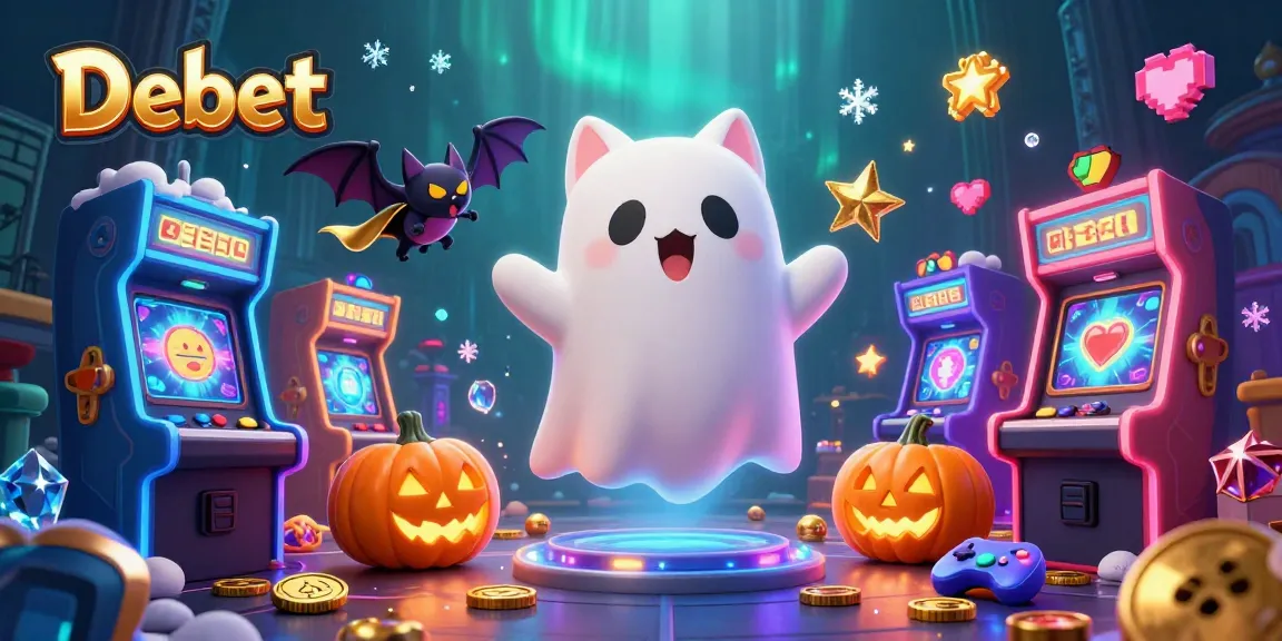 Engaging Debet gaming scene with ghost cat, bat, and vibrant casino elements inspiring excitement.
