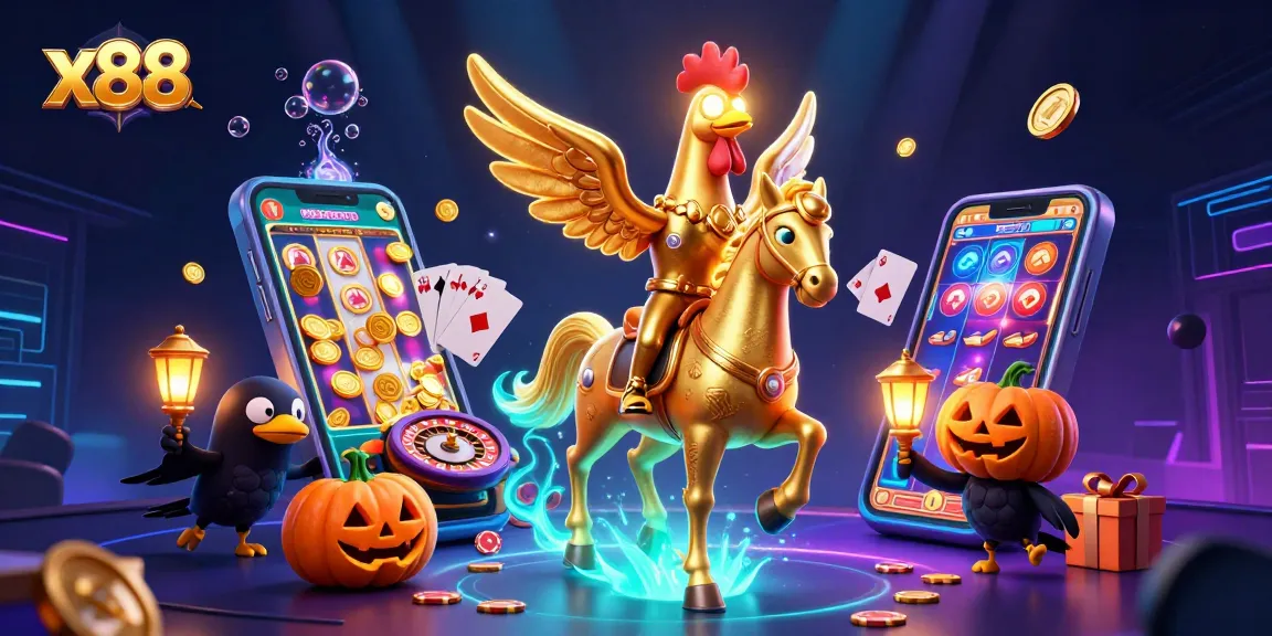 x88 captivates players with a golden rooster character amidst dynamic casino gameplay elements.