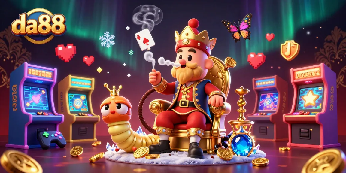 Engage with the da88 casino experience illustrated by a colorful scene featuring a sultan caterpillar.