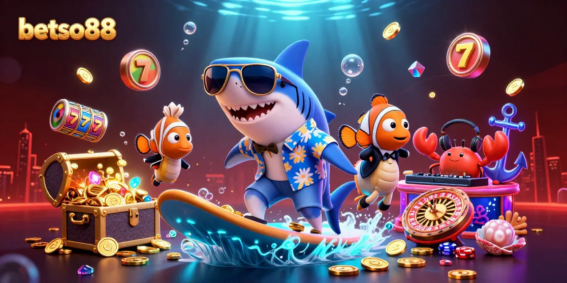 Experience exciting gaming moments with betso88 through a vibrant underwater casino scene featuring unique characters and dynamic elements.