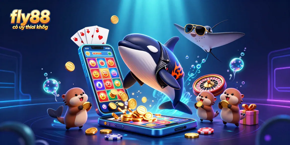 Experience fly88 có uy tín không with vibrant underwater action, showcasing fun casino elements and characters.