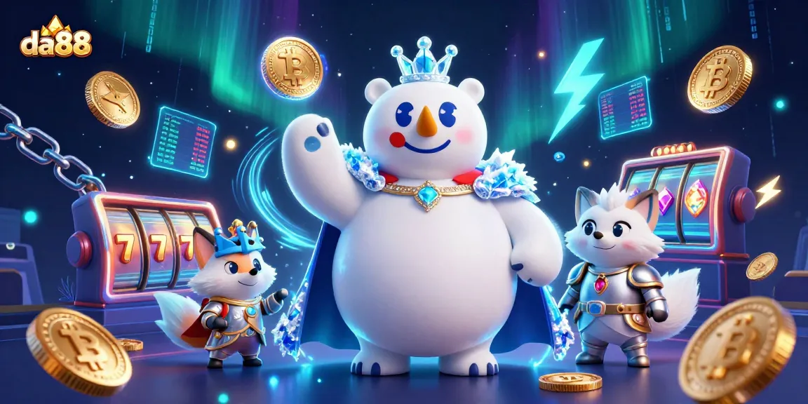 Join the fun with da88 as our ice king polar bear and snow fox celebrate exciting wins at the casino!