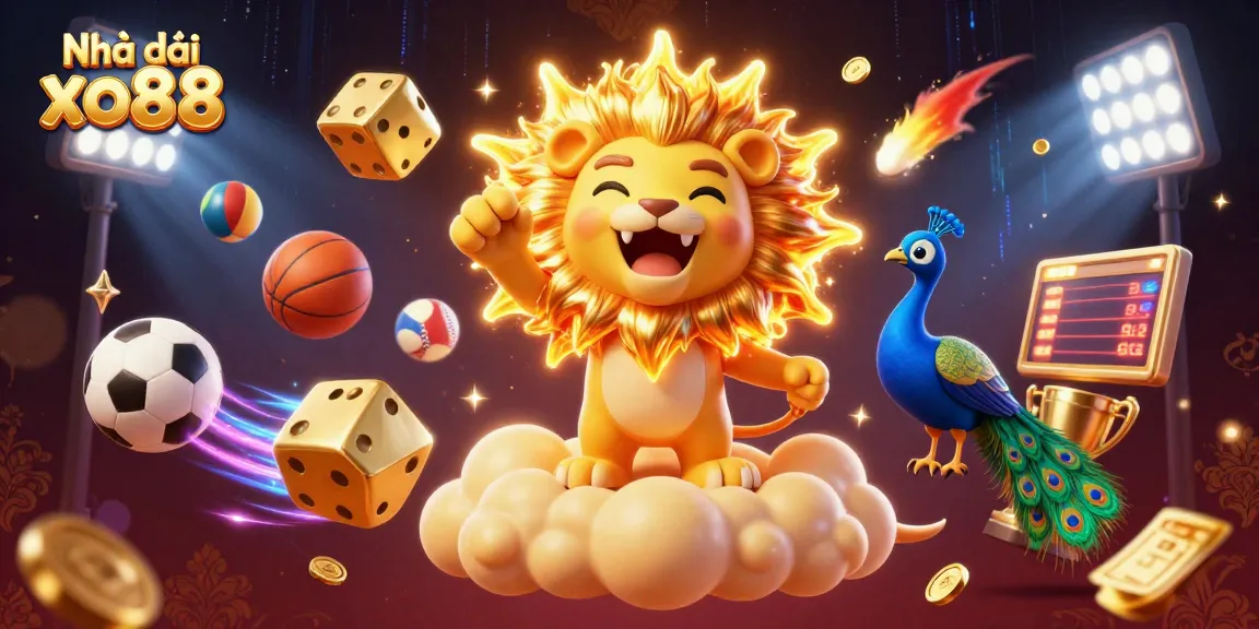 Engage with Nhà cái xo88 in this vibrant 3D casino illustration featuring dynamic sports elements.