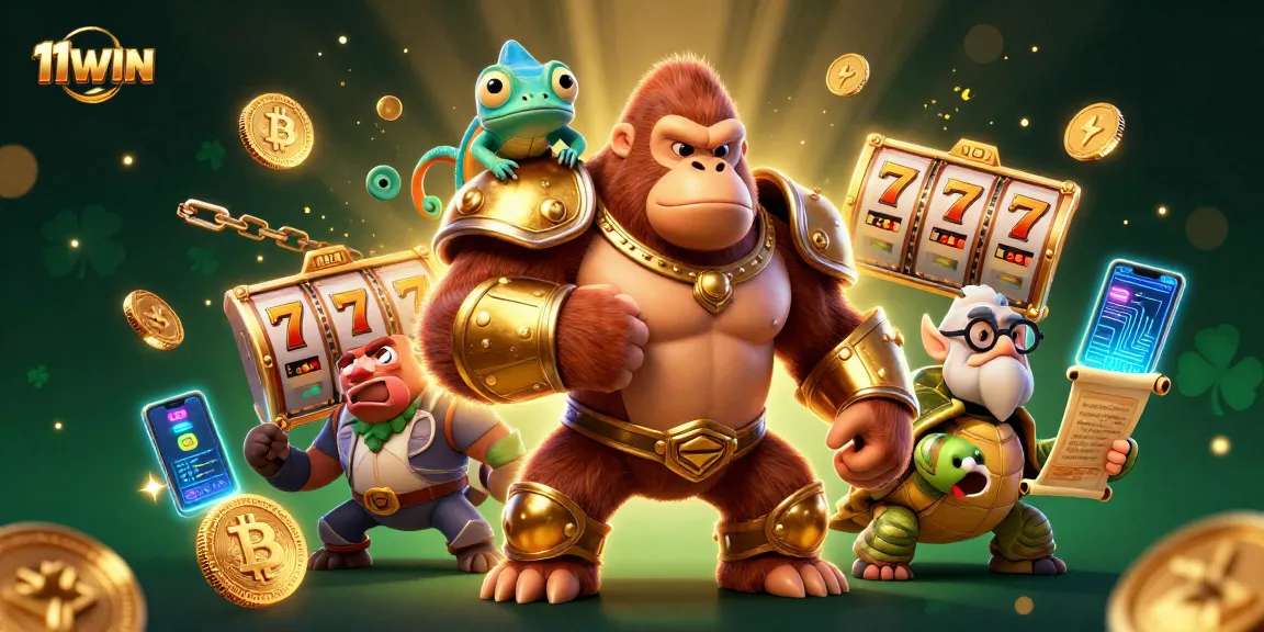 Spin slot reels and win big at 11WIN Casino with the dynamic gorilla and friends!