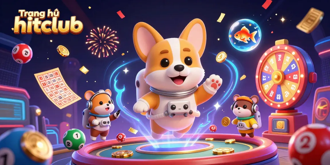 Play fun games at Trang chủ hitclub with floating astronauts and vibrant casino elements