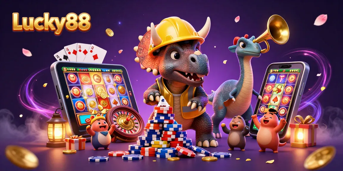 Experience the excitement of Lucky88 slot games with dynamic characters and vibrant casino elements.