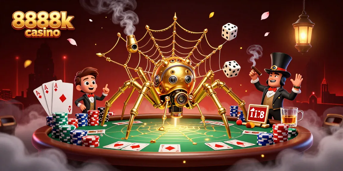 Experience the thrill of 8888k casino with a unique steampunk-themed digital art showcasing captivating casino elements.