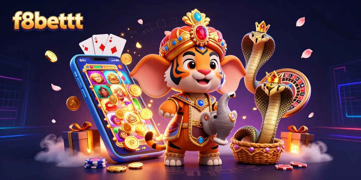 Experience thrilling gameplay at f8bettt with a vibrant 3D casino illustration featuring exciting slot games and colorful elements.
