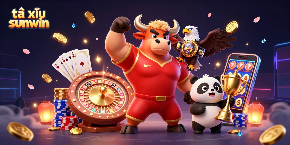 Tài xỉu sunwin gameplay experience with vibrant 3D characters, captivating casino elements, and dynamic atmosphere
