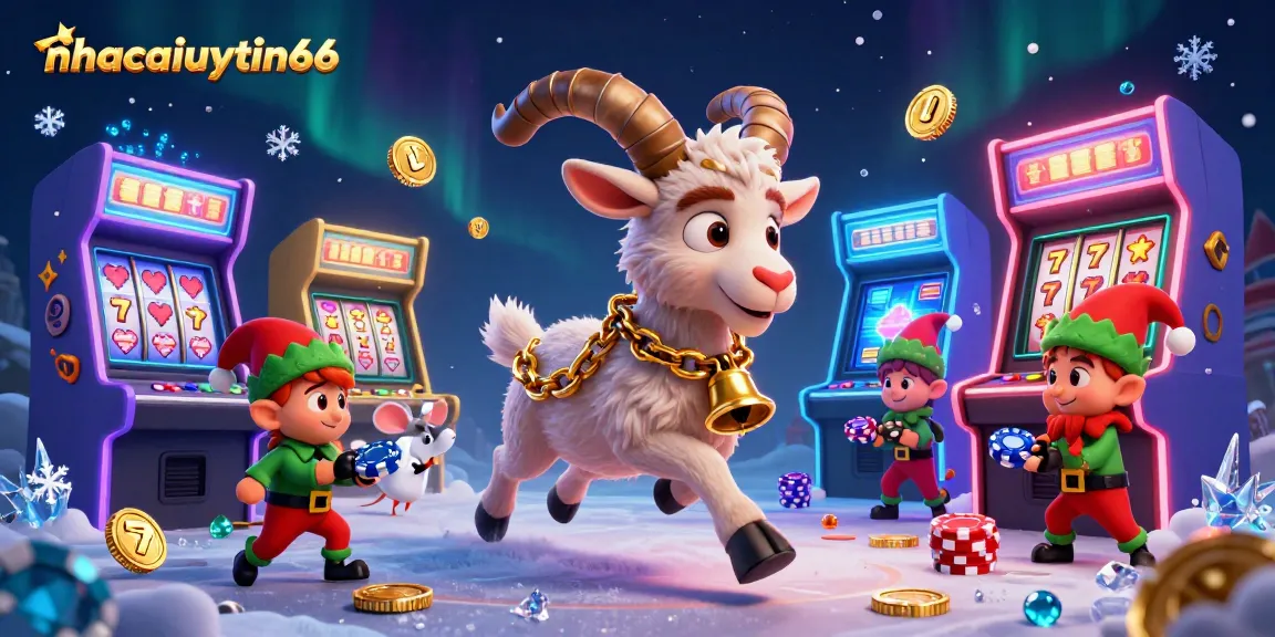 Experience thrilling games at nhacaiuytin66 with Krampus and mischievous elves in a festive casino setting.