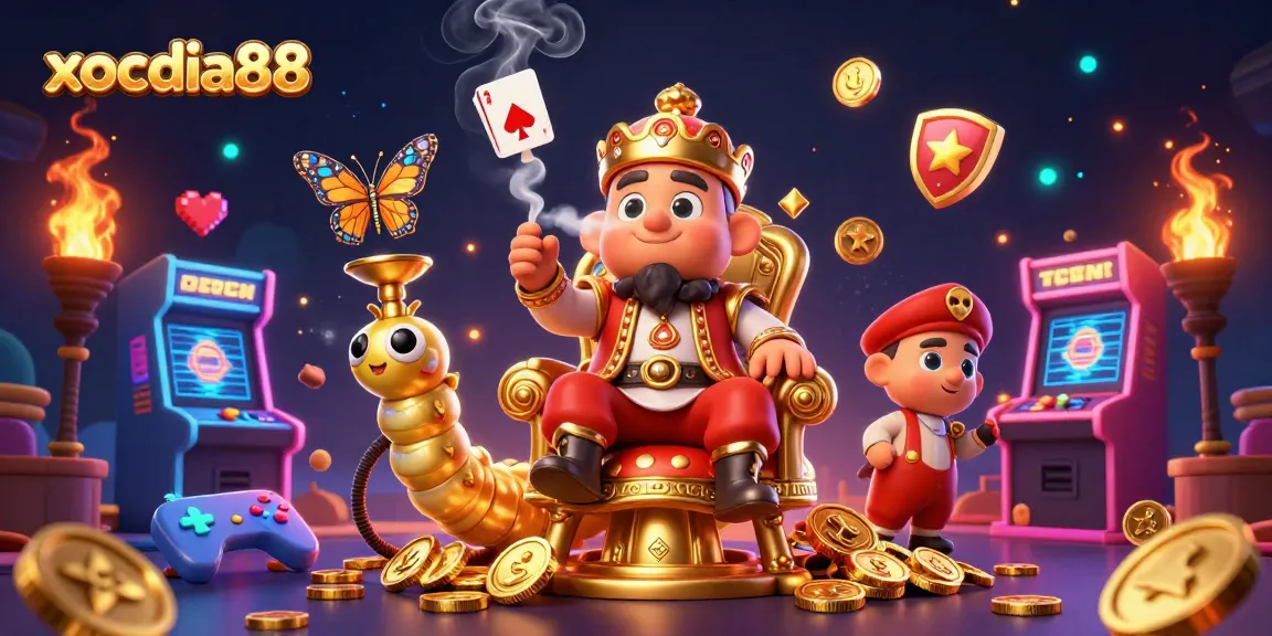 xocdia88 offers a vibrant casino experience with glowing game machines and enchanting visuals