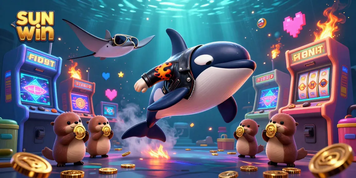 Experience exciting wins at sun win with vibrant 3D gaming characters vibrant in the deep sea backdrop.