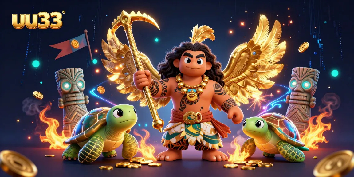Bet on fun with uu33 in this vibrant casino-themed 3D illustration of a demigod hawk and its sidekick.