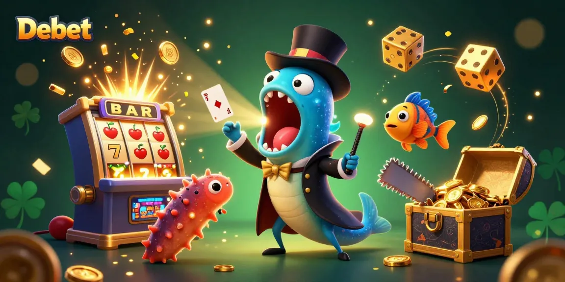 Debet showcases thrilling slots and jackpot excitement with a magical sea-themed illustration.