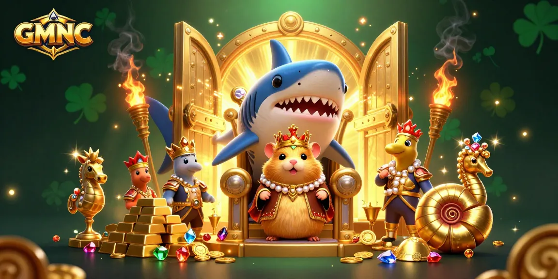 Join the excitement at GMNC with a golden hamster king managing his treasure in a vibrant casino world.