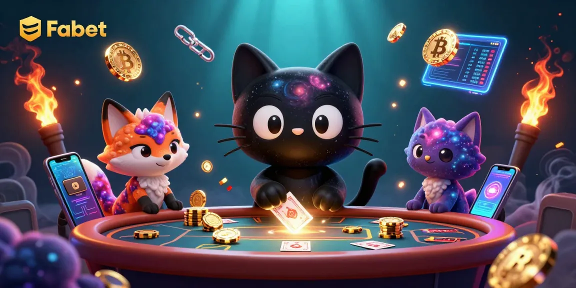 Experience Fabet's cosmic casino with 3D characters, crypto-themed elements, and vibrant visuals.