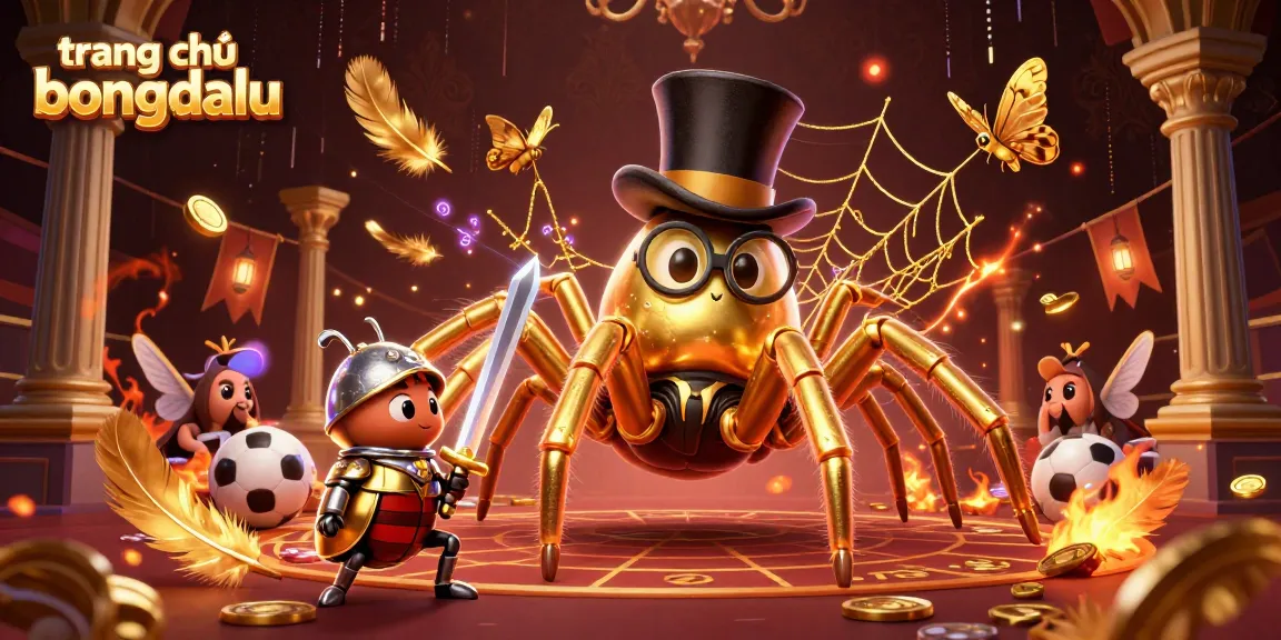Engage in sports betting with dynamic visuals on trang chủ bongdalu showing a golden tarantula and knight.