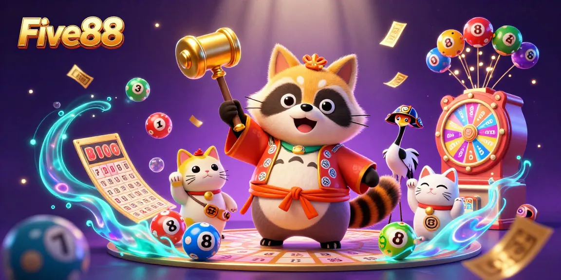 Engage in exciting gameplay with Five88’s dynamic casino scene featuring vibrant characters and games.