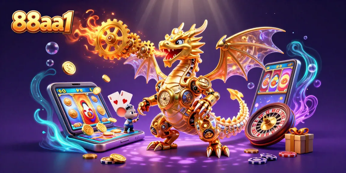 Engage with an exciting 88aa1 casino experience featuring a golden dragon and dynamic game elements.