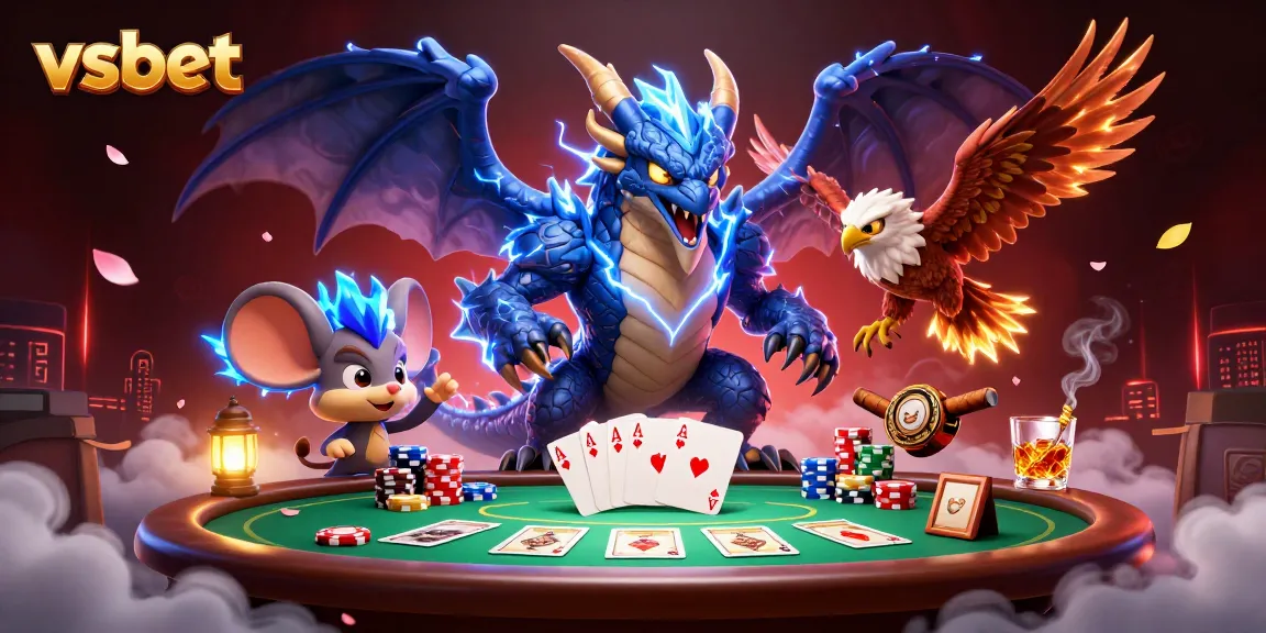 Engage with exciting gaming at vsbet, featuring vibrant scenes of poker and dynamic characters.