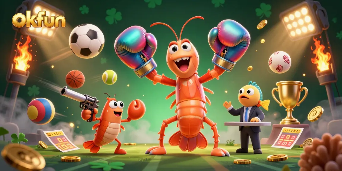 Engage in thrilling action with okfun-themed art featuring dynamic sports elements and vibrant characters.